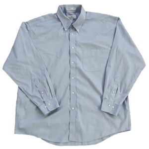 ENRO Blue 80s 2 Ply Non-Iron Pinpoint Button-Up Shirt